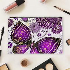 Purple Butterflies, Abstract, Floral, Flowers Cosmetic Bag (Large) from ArtsNow.com Front