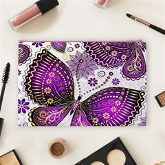 Purple Butterflies, Abstract, Floral, Flowers Cosmetic Bag (Large) from ArtsNow.com Back