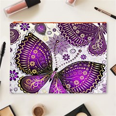 Purple Butterflies, Abstract, Floral, Flowers Cosmetic Bag (XL) from ArtsNow.com Front