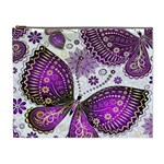 Purple Butterflies, Abstract, Floral, Flowers Cosmetic Bag (XL)