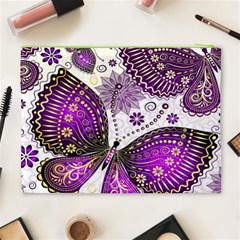 Purple Butterflies, Abstract, Floral, Flowers Cosmetic Bag (XL) from ArtsNow.com Back