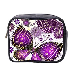 Purple Butterflies, Abstract, Floral, Flowers Mini Toiletries Bag (Two Sides) from ArtsNow.com Front