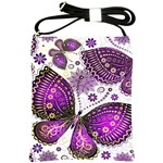 Purple Butterflies, Abstract, Floral, Flowers Shoulder Sling Bag