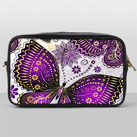 Purple Butterflies, Abstract, Floral, Flowers Toiletries Bag (One Side) from ArtsNow.com Front