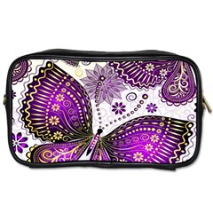 Purple Butterflies, Abstract, Floral, Flowers Toiletries Bag (Two Sides) from ArtsNow.com Front