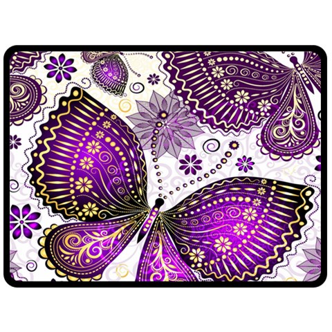 Purple Butterflies, Abstract, Floral, Flowers Fleece Blanket (Large) from ArtsNow.com 80 x60  Blanket Front