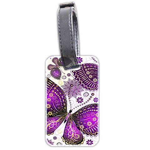 Purple Butterflies, Abstract, Floral, Flowers Luggage Tag (two sides) from ArtsNow.com Front