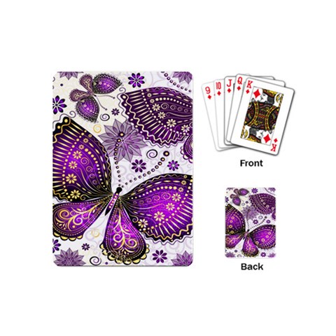 Purple Butterflies, Abstract, Floral, Flowers Playing Cards Single Design (Mini) from ArtsNow.com Back