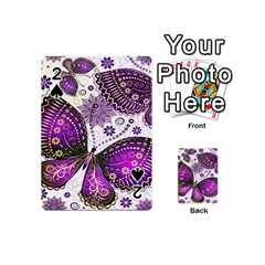 Purple Butterflies, Abstract, Floral, Flowers Playing Cards 54 Designs (Mini) from ArtsNow.com Front - Spade2