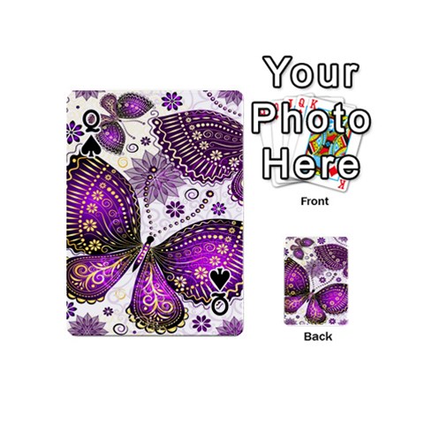 Queen Purple Butterflies, Abstract, Floral, Flowers Playing Cards 54 Designs (Mini) from ArtsNow.com Front - SpadeQ