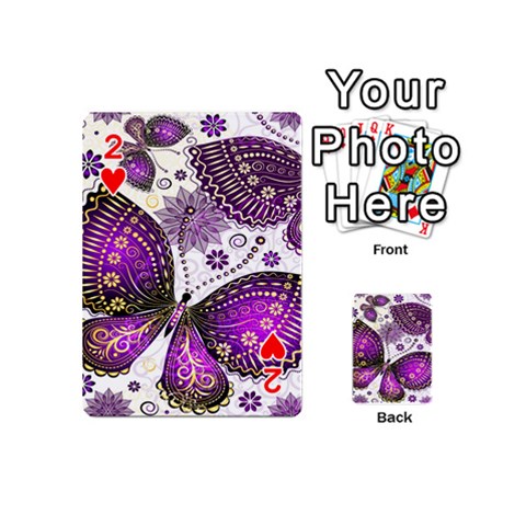 Purple Butterflies, Abstract, Floral, Flowers Playing Cards 54 Designs (Mini) from ArtsNow.com Front - Heart2