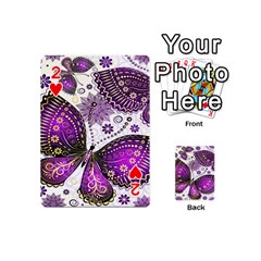 Purple Butterflies, Abstract, Floral, Flowers Playing Cards 54 Designs (Mini) from ArtsNow.com Front - Heart2