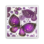 Purple Butterflies, Abstract, Floral, Flowers Memory Card Reader (Square)