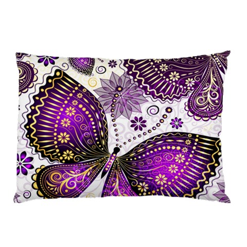 Purple Butterflies, Abstract, Floral, Flowers Pillow Case (Two Sides) from ArtsNow.com Back