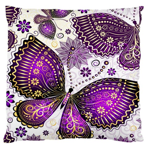 Purple Butterflies, Abstract, Floral, Flowers Large Cushion Case (One Side) from ArtsNow.com Front