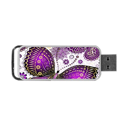 Purple Butterflies, Abstract, Floral, Flowers Portable USB Flash (Two Sides) from ArtsNow.com Front