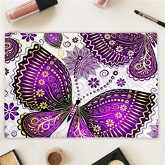 Purple Butterflies, Abstract, Floral, Flowers Cosmetic Bag (XXL) from ArtsNow.com Front