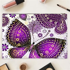 Purple Butterflies, Abstract, Floral, Flowers Cosmetic Bag (XXL) from ArtsNow.com Back