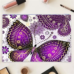 Purple Butterflies, Abstract, Floral, Flowers Cosmetic Bag (XXL) from ArtsNow.com Back