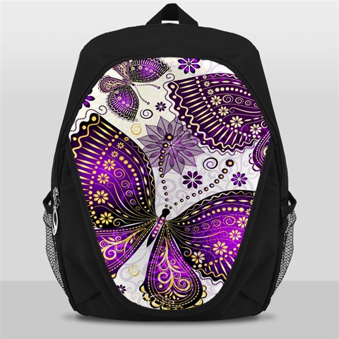 Purple Butterflies, Abstract, Floral, Flowers Backpack Bag from ArtsNow.com Front