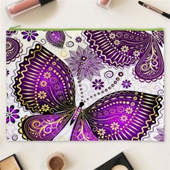 Purple Butterflies, Abstract, Floral, Flowers Cosmetic Bag (XXXL) from ArtsNow.com Front