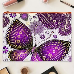 Purple Butterflies, Abstract, Floral, Flowers Cosmetic Bag (XXXL) from ArtsNow.com Front