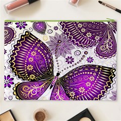 Purple Butterflies, Abstract, Floral, Flowers Cosmetic Bag (XXXL) from ArtsNow.com Back