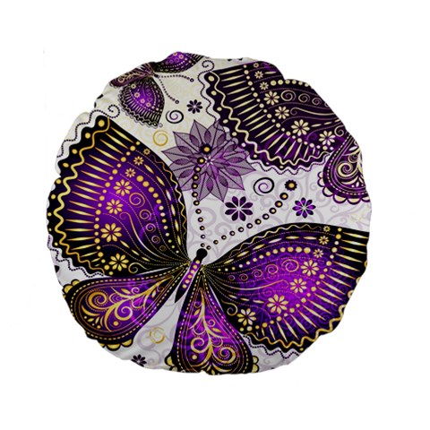 Purple Butterflies, Abstract, Floral, Flowers Standard 15  Premium Round Cushions from ArtsNow.com Front