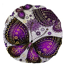 Purple Butterflies, Abstract, Floral, Flowers Large 18  Premium Round Cushions from ArtsNow.com Front