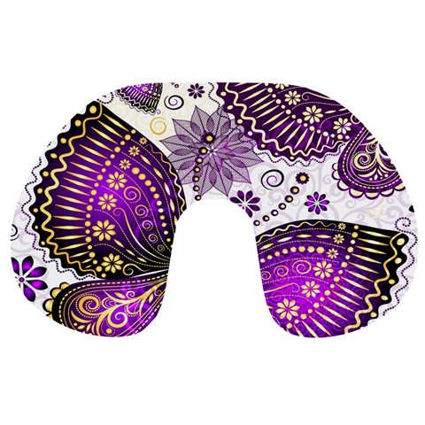 Purple Butterflies, Abstract, Floral, Flowers Travel Neck Pillow from ArtsNow.com Front