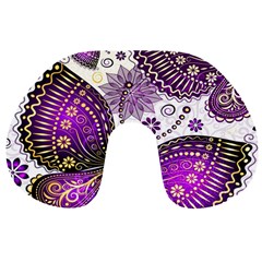 Purple Butterflies, Abstract, Floral, Flowers Travel Neck Pillow from ArtsNow.com Front