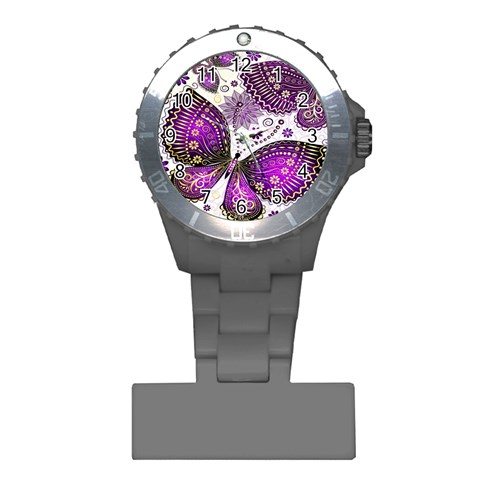 Purple Butterflies, Abstract, Floral, Flowers Plastic Nurses Watch from ArtsNow.com Front