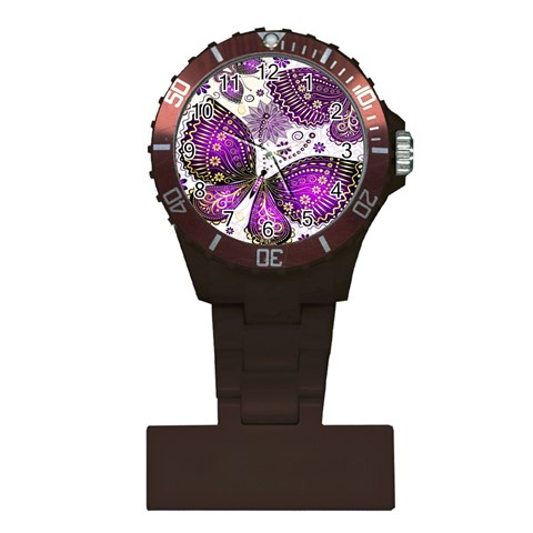 Purple Butterflies, Abstract, Floral, Flowers Plastic Nurses Watch from ArtsNow.com Front