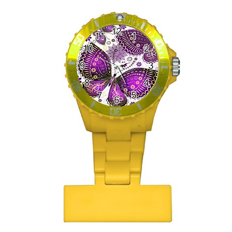 Purple Butterflies, Abstract, Floral, Flowers Plastic Nurses Watch from ArtsNow.com Front