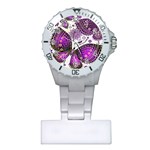 Purple Butterflies, Abstract, Floral, Flowers Plastic Nurses Watch