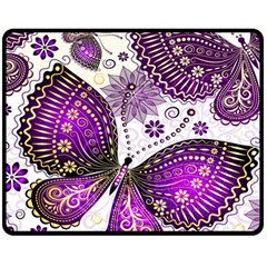 Purple Butterflies, Abstract, Floral, Flowers Two Sides Fleece Blanket (Medium) from ArtsNow.com 58.8 x47.4  Blanket Front