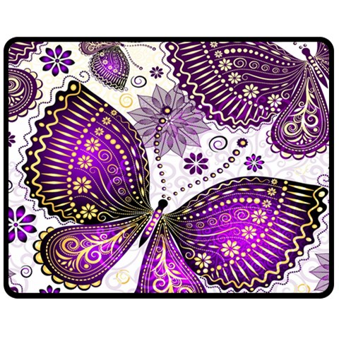 Purple Butterflies, Abstract, Floral, Flowers Two Sides Fleece Blanket (Medium) from ArtsNow.com 58.8 x47.4  Blanket Back