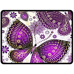 Purple Butterflies, Abstract, Floral, Flowers Two Sides Fleece Blanket (Large) from ArtsNow.com 80 x60  Blanket Front