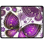 Purple Butterflies, Abstract, Floral, Flowers Two Sides Fleece Blanket (Large)