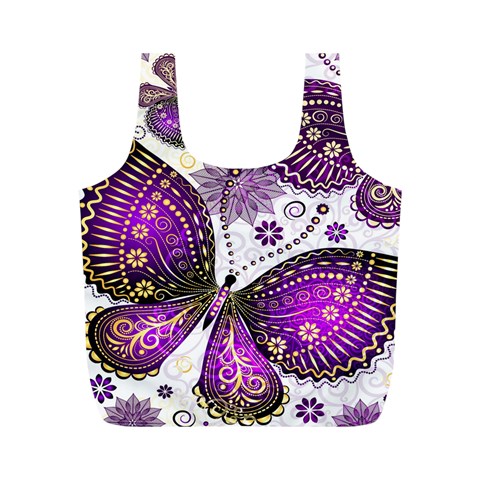 Purple Butterflies, Abstract, Floral, Flowers Full Print Recycle Bag (M) from ArtsNow.com Front