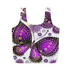 Purple Butterflies, Abstract, Floral, Flowers Full Print Recycle Bag (M) from ArtsNow.com Front