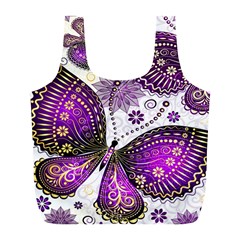 Purple Butterflies, Abstract, Floral, Flowers Full Print Recycle Bag (L) from ArtsNow.com Front