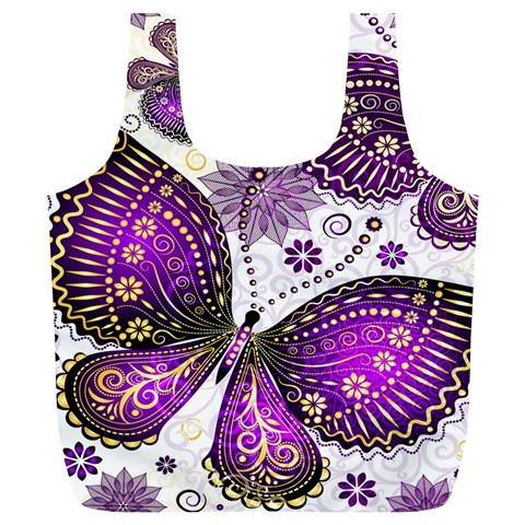 Purple Butterflies, Abstract, Floral, Flowers Full Print Recycle Bag (XL) from ArtsNow.com Front