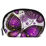 Purple Butterflies, Abstract, Floral, Flowers Accessory Pouch (Large)