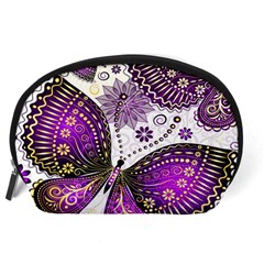 Purple Butterflies, Abstract, Floral, Flowers Accessory Pouch (Large) from ArtsNow.com Back