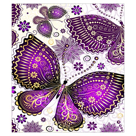 Purple Butterflies, Abstract, Floral, Flowers Drawstring Pouch (Small) from ArtsNow.com Front