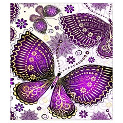 Purple Butterflies, Abstract, Floral, Flowers Drawstring Pouch (Small) from ArtsNow.com Back