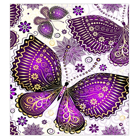 Purple Butterflies, Abstract, Floral, Flowers Drawstring Pouch (Large) from ArtsNow.com Front