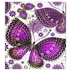 Purple Butterflies, Abstract, Floral, Flowers Drawstring Pouch (Large) from ArtsNow.com Front