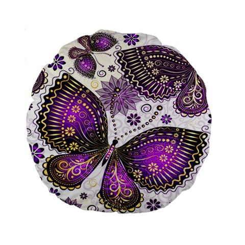 Purple Butterflies, Abstract, Floral, Flowers Standard 15  Premium Flano Round Cushions from ArtsNow.com Front